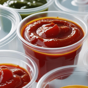 Plastic Sauce Cup & Lid Leak-Proof Portion Pots for Restaurants & Takeaways