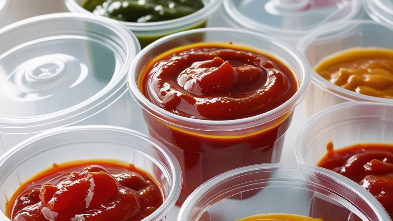 Plastic Sauce Cup & Lid Leak-Proof Portion Pots for Restaurants & Takeaways