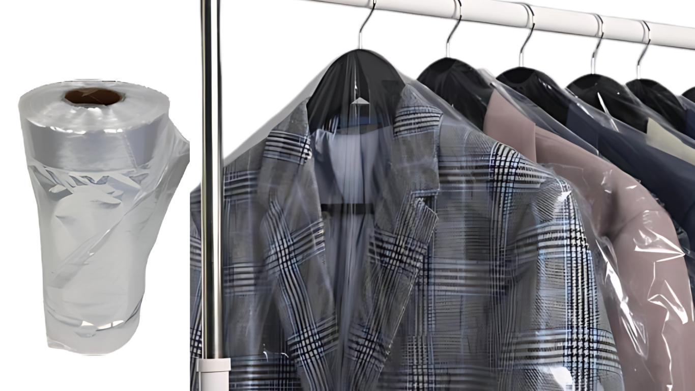 Clear Polythene Garment Bags on a Roll for Cloth Protection against Dust, Dirt and Moisture