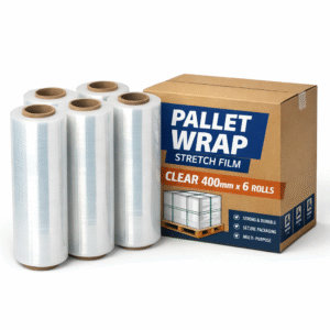 Clear Pallet Wrap Stretch Film 400mm – 6 Rolls Per Box | Strong Packing & Secure Pallet Wrapping Film